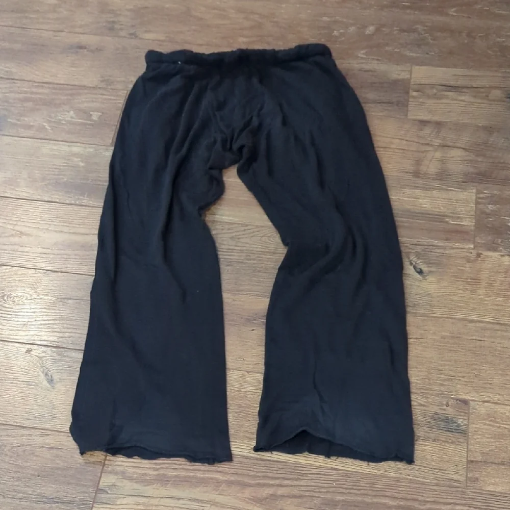 PINK Victoria's Secret Black Track Pants with White Logo - Picture 3 of 4